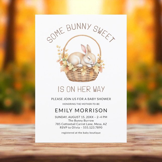 Some Bunny Sweet Girl Autumn Fall Baby Shower Einladung (Von Creator hochgeladen)
