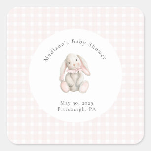 Some Bunny Sweet Pink Baby Shower  Quadratischer Aufkleber