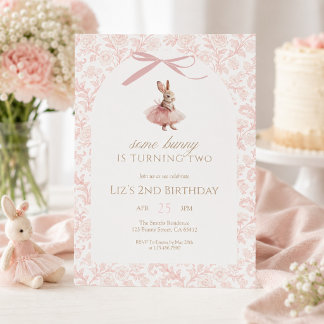 Some Bunny wird zwei Pinker Tutu Geburtstag Einladung