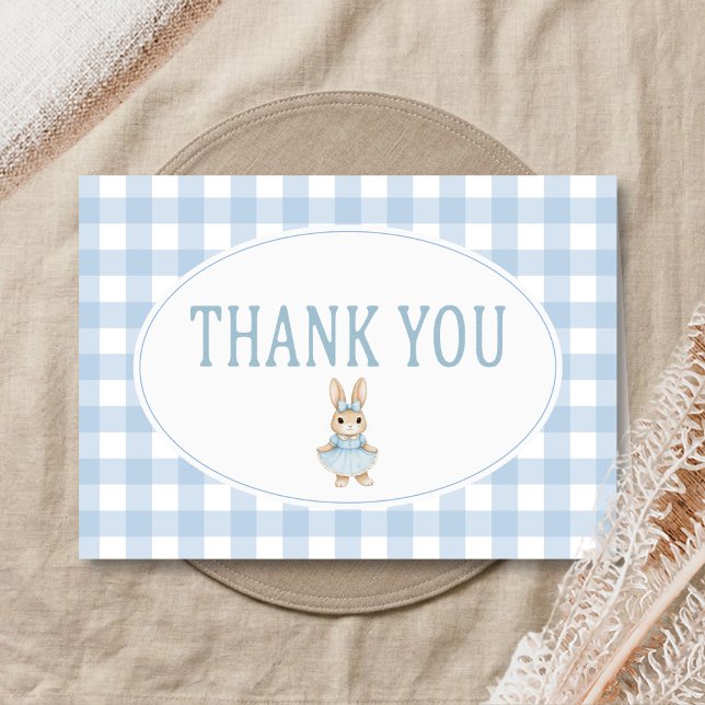Somebunny Baby Shower Dankeskarte (Gingham Little Bunny Baby Shower Thank You Card)