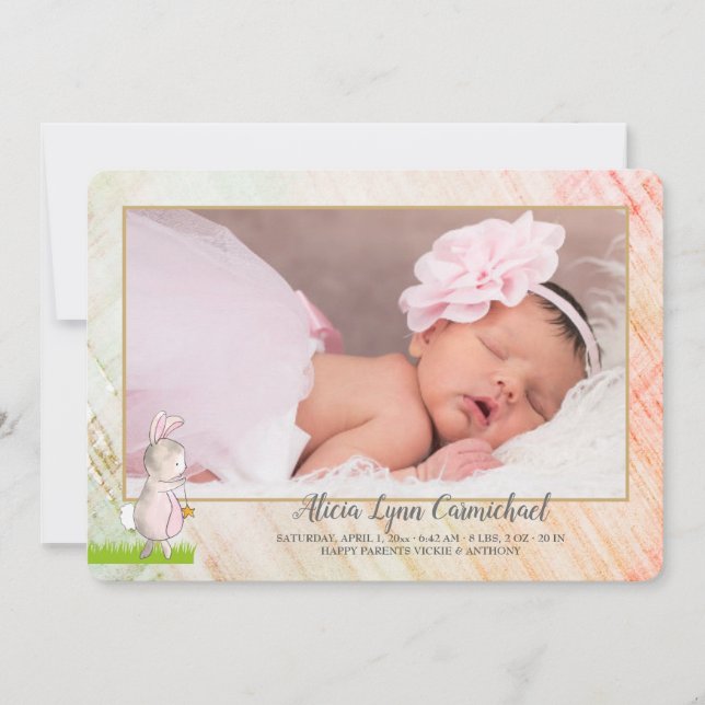 Somebunny Foto Geburtsankündigung Ankündigung (Vorderseite)