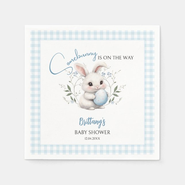 Somebunny ist auf dem Way Boy Easter Baby Shower Serviette (Vorderseite)