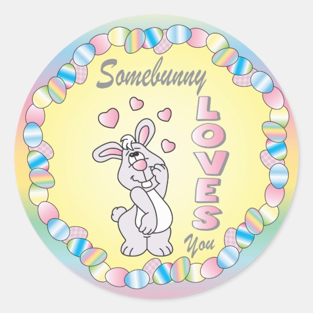 Somebunny Liebe You Ostersonne Runder Aufkleber (Vorderseite)
