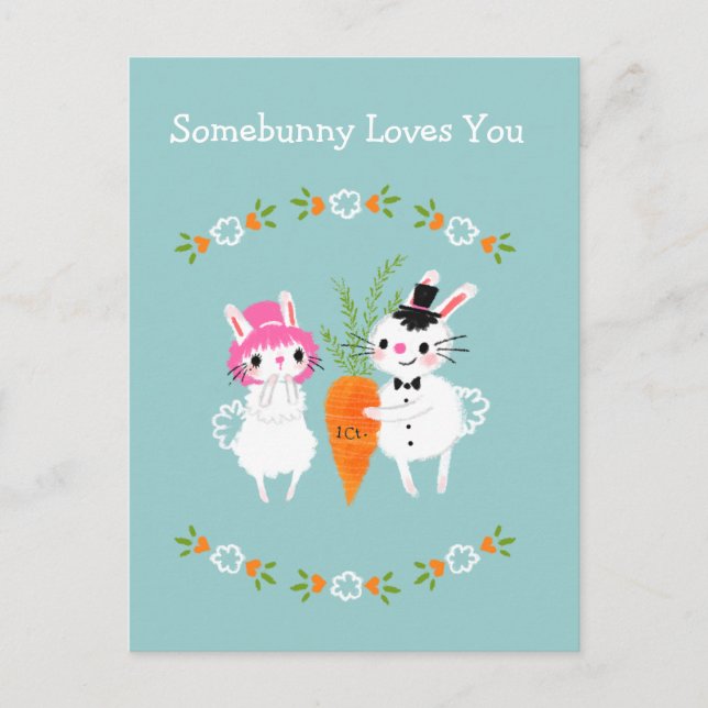 Somebunny Liebe You Postkarte (Vorderseite)