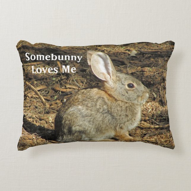 Somebunny Lieben Me Niedlich Brown Bunny Foto Natu Dekokissen (Vorderseite)