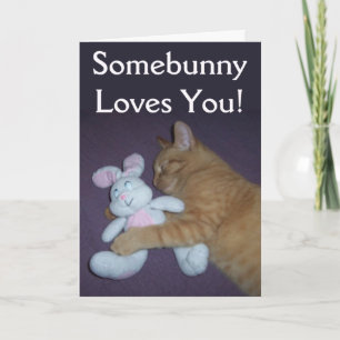 Somebunny Lieben Sie Katzen-Ostern-Karte Feiertagskarte