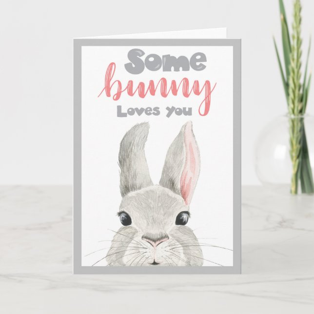 Somebunny Lieben Sie Sonnige Niedliche Wasserfarbe Karte (Vorderseite)