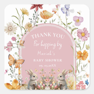 someBunny Oaster Wildblume Kinderdusche Danke Quadratischer Aufkleber