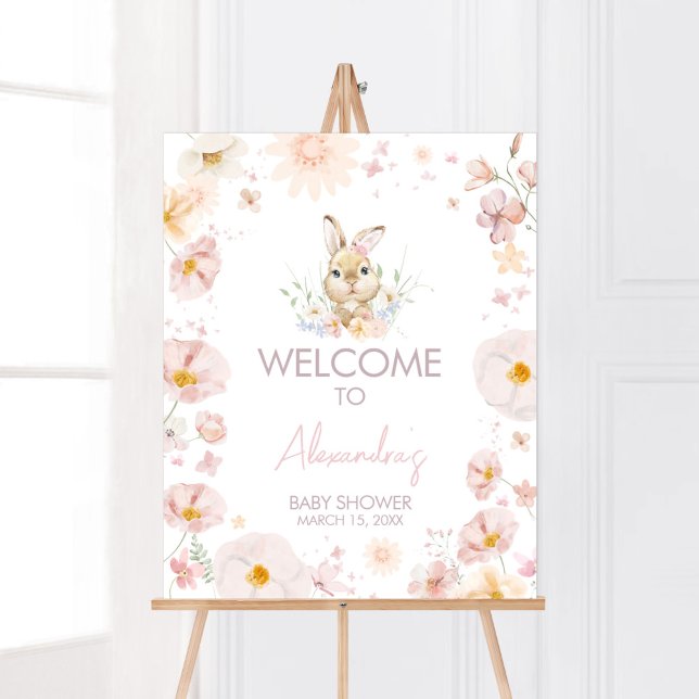 Somebunny Rabbit Baby Dusche Willkommen Poster (Rabbit Somebunny Baby Shower Welcome Sign)