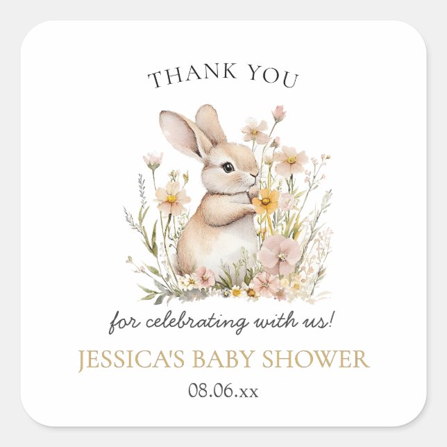 Somebunny Special Wildblumen Frühjahrsdusche Quadratischer Aufkleber (Vorderseite)