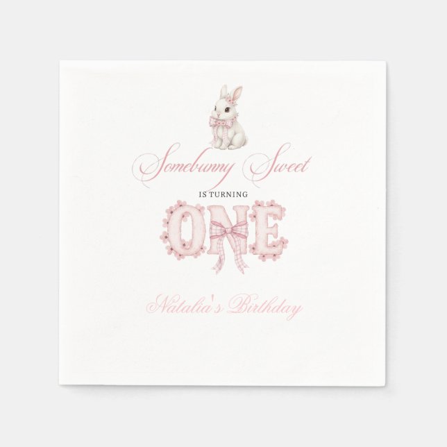 Somebunny Sweet 1st Birthday Spring Floral Invitat Serviette (Vorderseite)