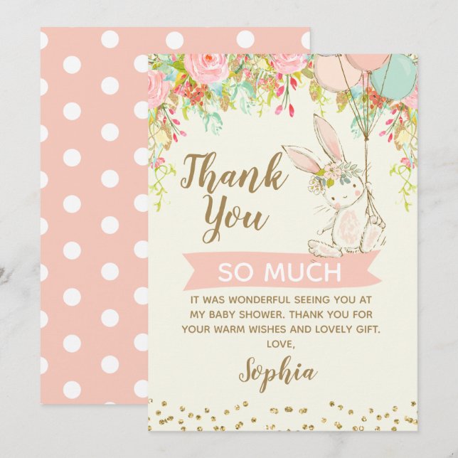 Somebunny Sweet Bunny Baby Dusche Danke Karte (Vorne/Hinten)