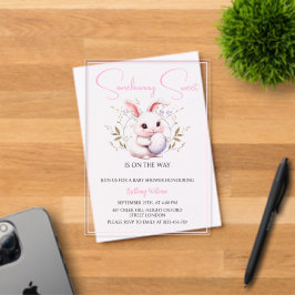 Somebunny Sweet ist auf der Way Girl Baby Dusche Acryleinladungen