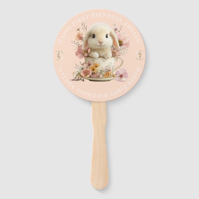 Somebunny wird ein Einladung Pfirsich Gingham Fächer (Rückseite)