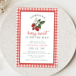 Someone Berry Sweet Gingham Baby Shower Invitation Einladung