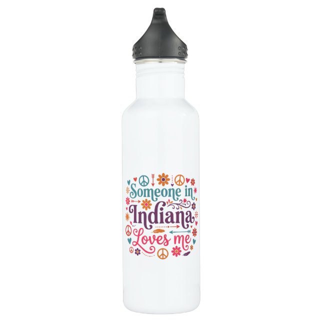 Someone in Indiana Loves Me Boho Hippie Design Edelstahlflasche (Rechts)