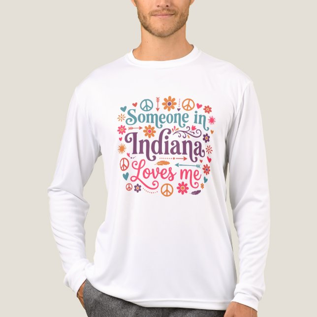 Someone in Indiana Loves Me Boho Hippie Design Tri-Blend Shirt (Vorderseite)