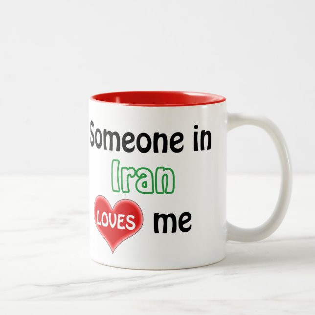 Someone in Iran loves me Zweifarbige Tasse (Rechts)