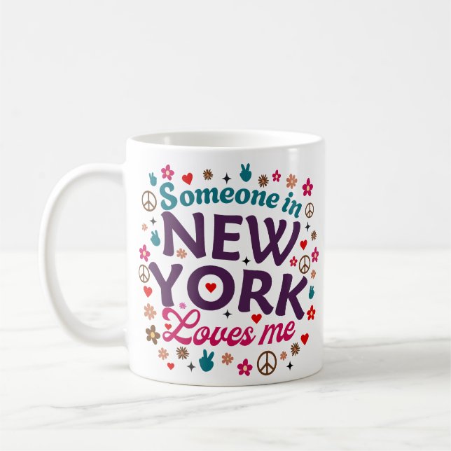 Someone in New York Loves Me Retro Funny Design Kaffeetasse (Links)