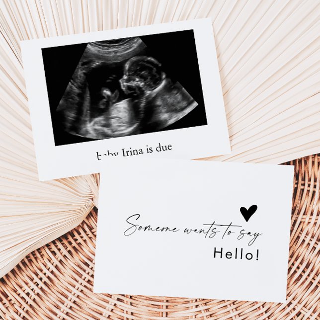 Someone wants to Say Hello Baby Announcement Card Dankeskarte (Von Creator hochgeladen)