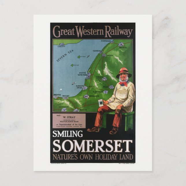 Somerset UK Vintage Poster 1940 Postkarte (Vorderseite)