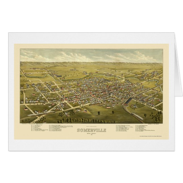 Somerville, carte panoramique de NJ - 1882 (Devant horizontal)
