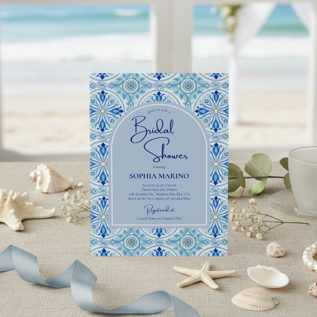 Something Blue Amalfi Coastal Bridal Shower Einladung (Von Creator hochgeladen)