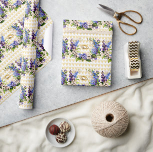 Something Blue: Baby’s Breath und Flachs Hochzeits Geschenkpapier