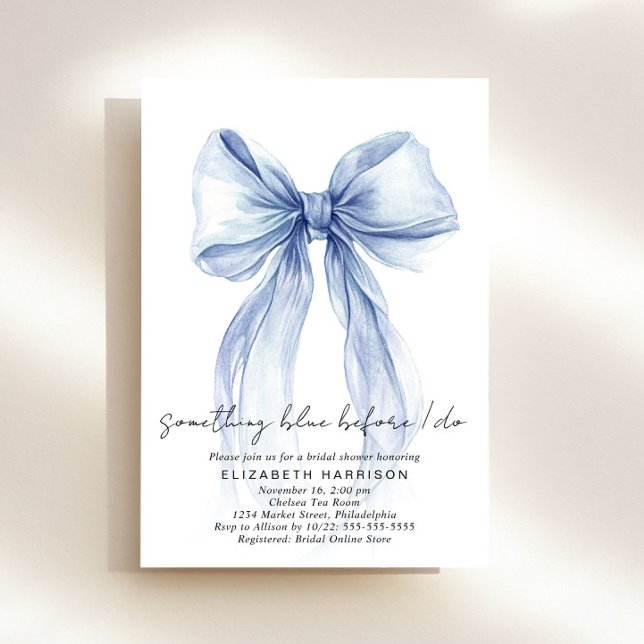 Something Blue Before I Do Bow Bridal Shower Einladung (Something Blue Before I Do Bow Bridal Shower Invitation)