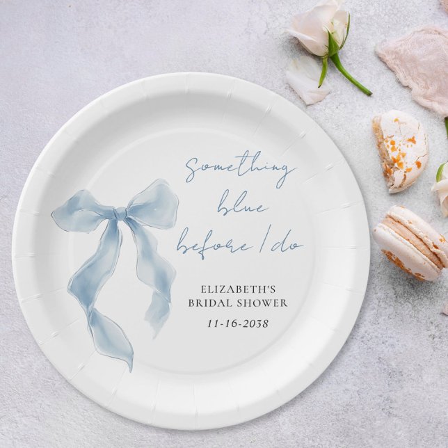 Something Blue Before I Do Bow Bridal Shower Pappteller (Something Blue Before I Do Bow Bridal Shower Paper Plates)