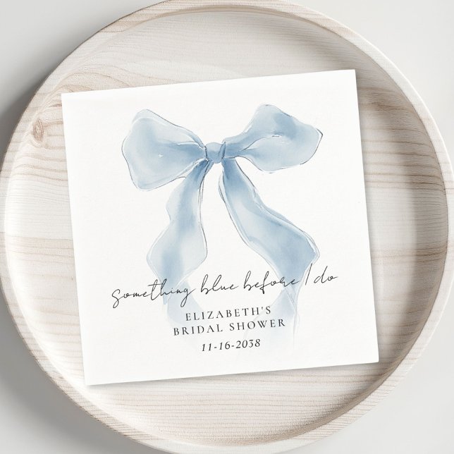 Something Blue Before I Do Bow Bridal Shower Serviette (Something Blue Before I Do Bow Bridal Shower Napkins)