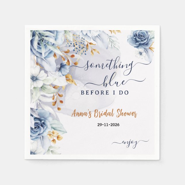Something Blue Before I Do Bridal Shower Party Serviette (Vorderseite)