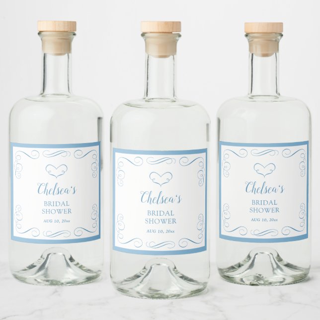 Something Blue Before I Do Elegant Bridal Shower Alkoholflaschenetikett (Flaschen)