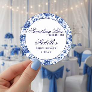 Something Blue Before I Do Florale Brautparty  Runder Aufkleber