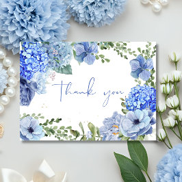 Something blue before i do hydrangea bridal shower dankeskarte