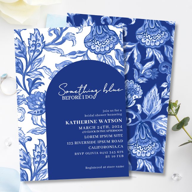 Something blue blue chinoiserie bridal shower einladung (Von Creator hochgeladen)
