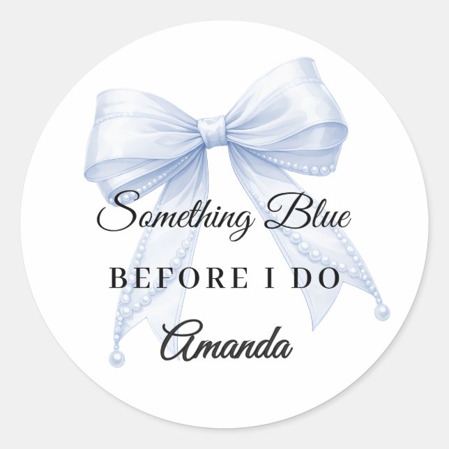Something blue bow Bridal Showe Runder Aufkleber (Vorderseite)