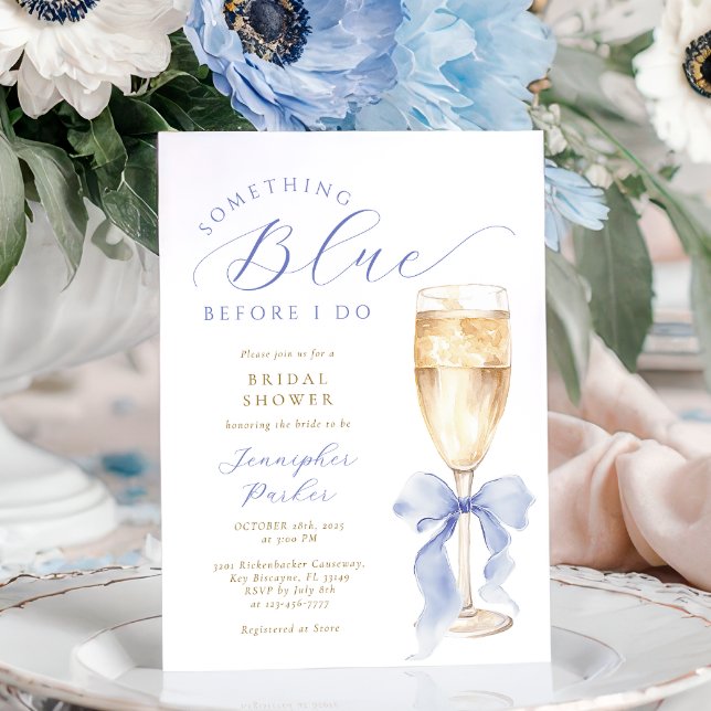 Something Blue Bow Bridal Shower Invitation Einladung (Von Creator hochgeladen)