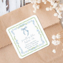 Something Blue Bow Bridal Shower Quadratischer Aufkleber