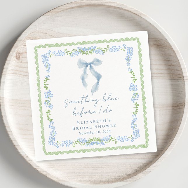 Something Blue Bow Bridal Shower Serviette (Something Blue Bow Bridal Shower Napkins)