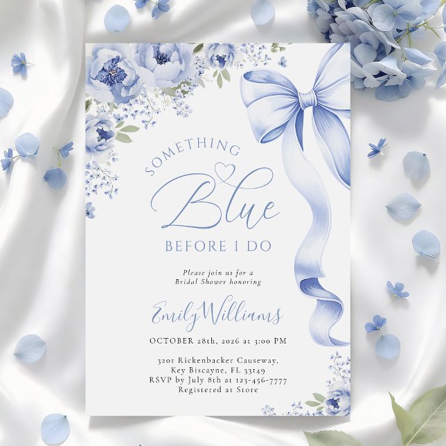 Something Blue Bow Floral Bridal Shower Invitation (Créateur téléchargé)