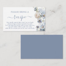 Something Blue Bridal Shower Recipe Card Request