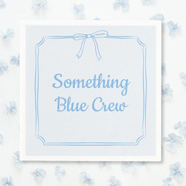 Something Blue Crew Bow Personalisierte Hochzeitfe Serviette (Chic Trendy Bow 'Something Blue Crew' Napkins - Perfect for Bachelorette Parties and Bridal Showers!)