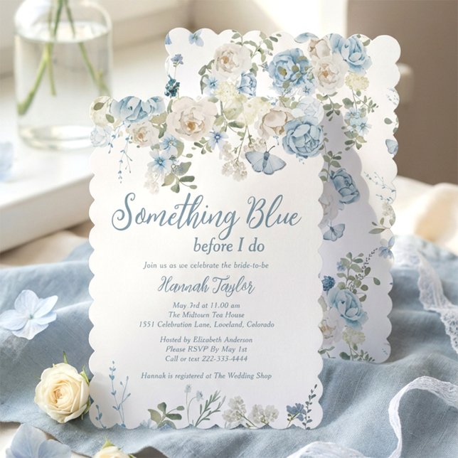 Something Blue Floral Before I Do Bridal Shower Einladung (Von Creator hochgeladen)