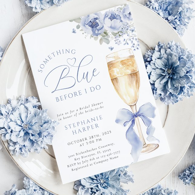 Something Blue Floral Bridal Shower Invitation (Créateur téléchargé)