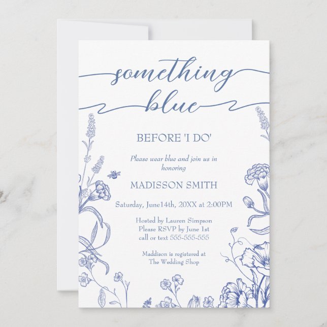 Something Blue French Bridal Shower invitation (Devant)