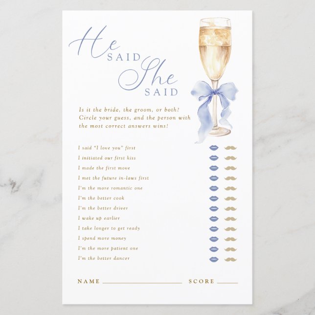 Something  Blue He Said She Said Game (Vorderseite)