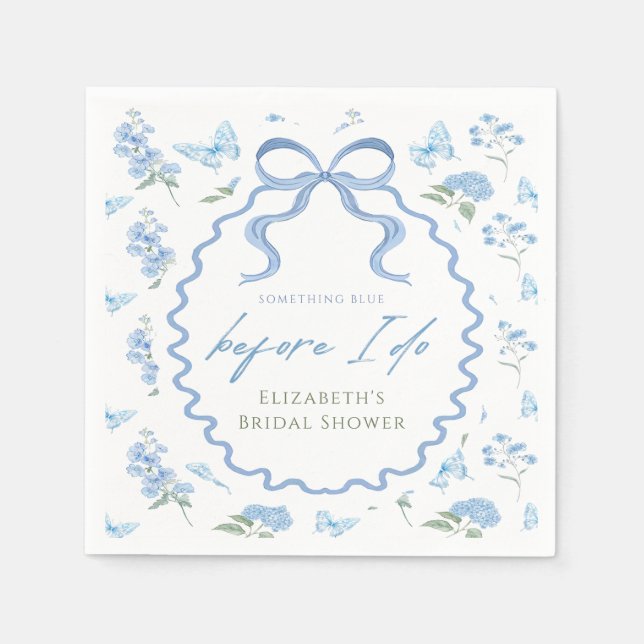 Something Blue Hydrangea Bridal Shower Napkins Serviette (Vorderseite)