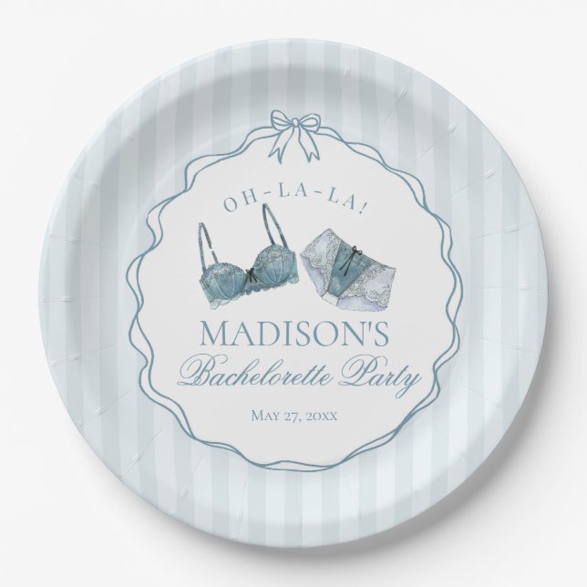 Something Blue Lingerie Shower Bachelorette Bridal Pappteller (Vorderseite)