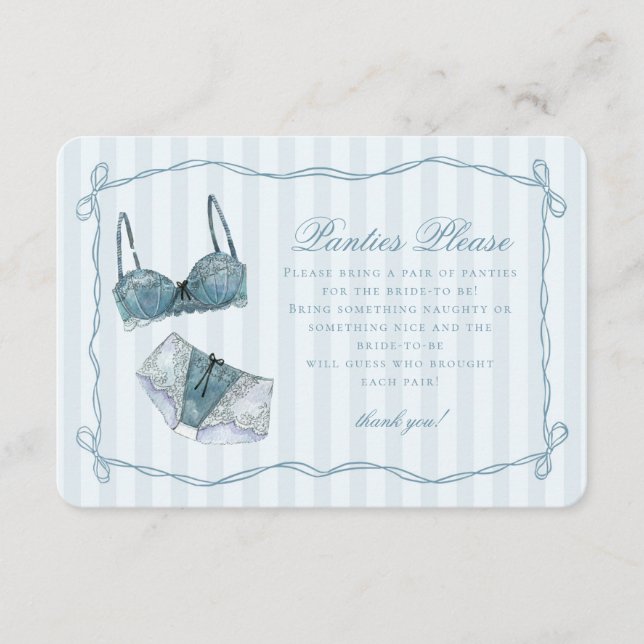 Something Blue Lingerie Shower Panties Please Begleitkarte (Vorderseite)